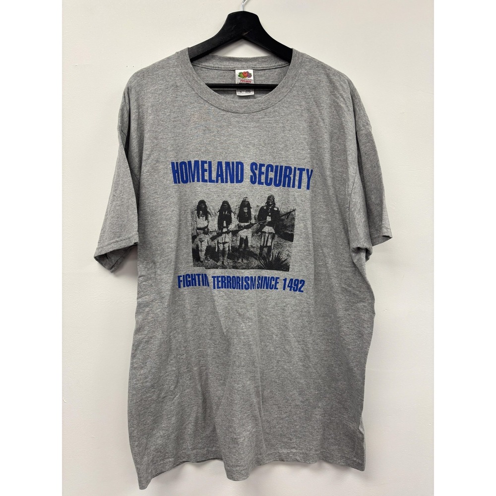 Vintage Native American Security Shirt Mens XL Fruit of the Loom Graphic Tee 90s